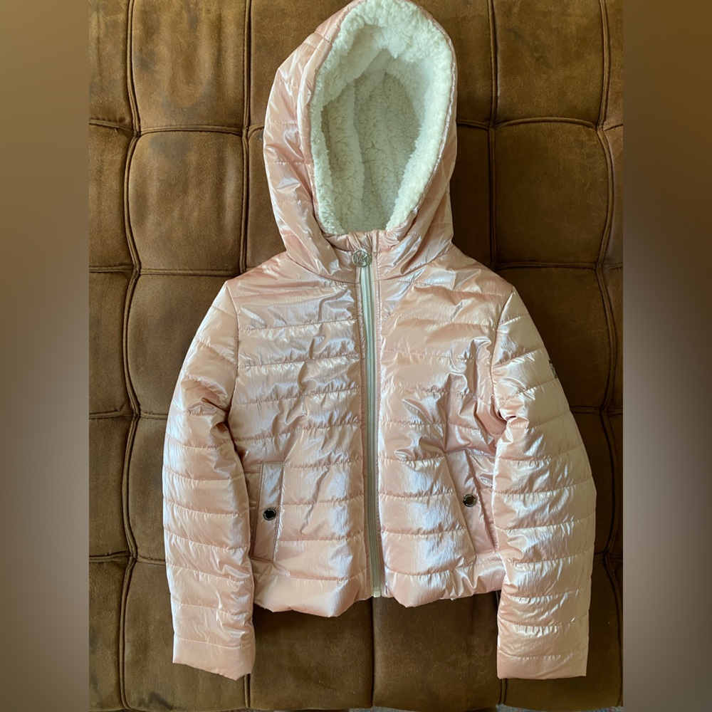 Michael Kors toddler pink Metallic Quilted Puffer Jacket size T5 to T6